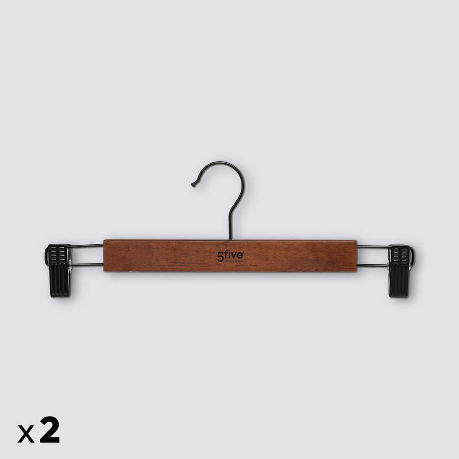 Lot de 2 cintres à pinces, bois foncé Hang'clip