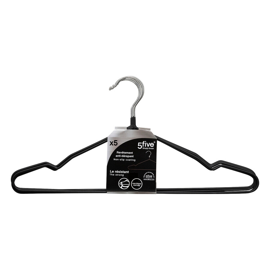 Lot de 5 cintres anti-dérapant, noir Hang'up