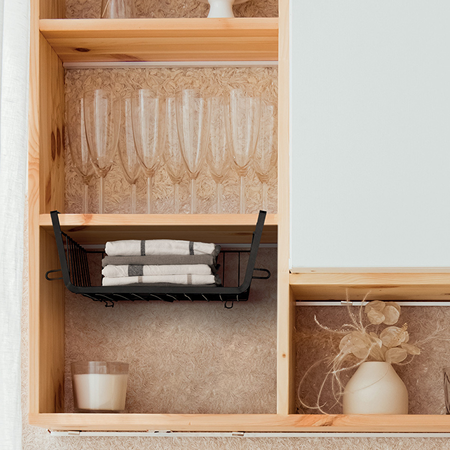 Panier de rangement à suspendre 51,5cm, noir Spacy