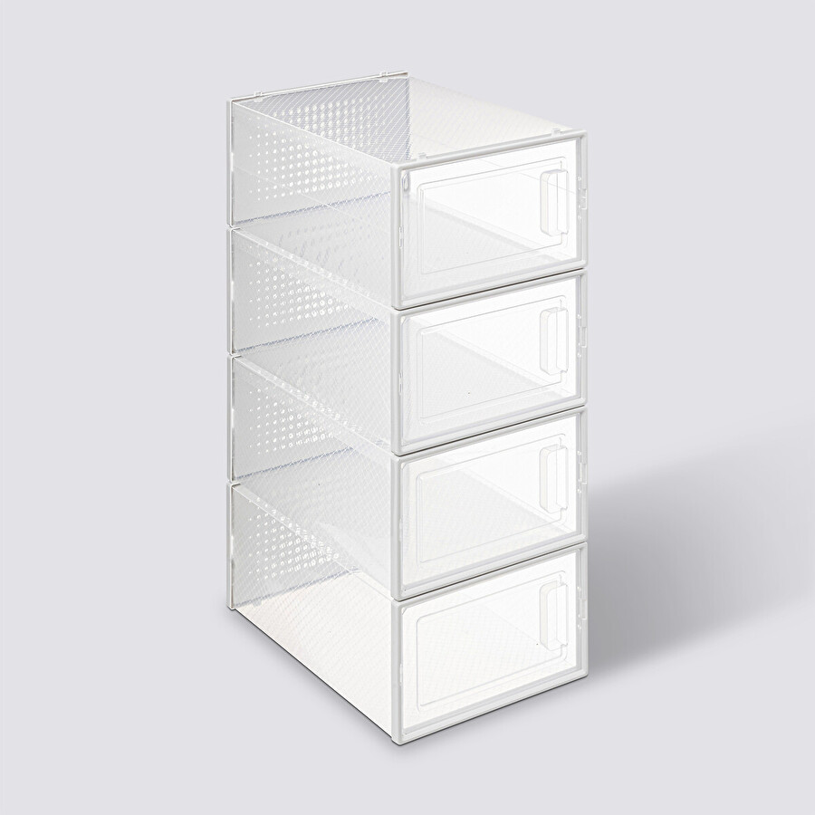 Lot de 4 boîtes range-chaussures plastique, m Fold'n box