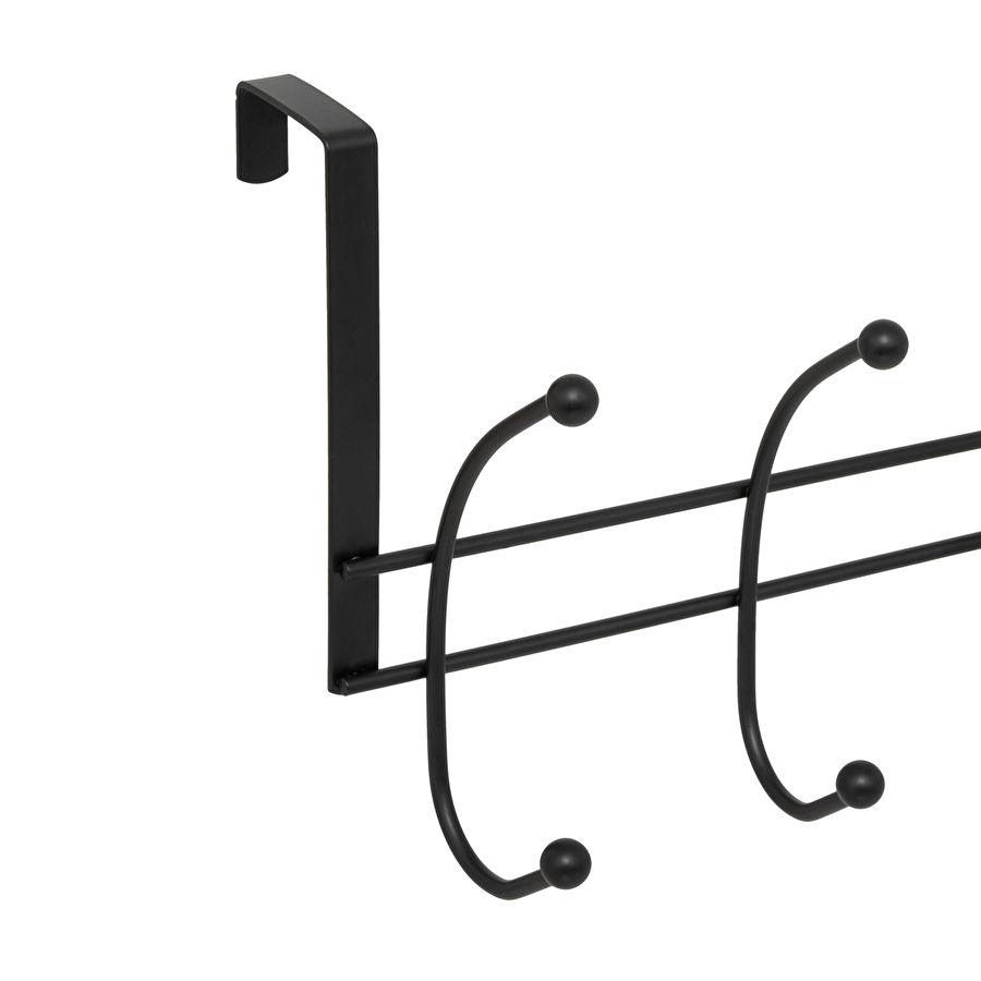 Patère 4 têtes acier, noir Clothy