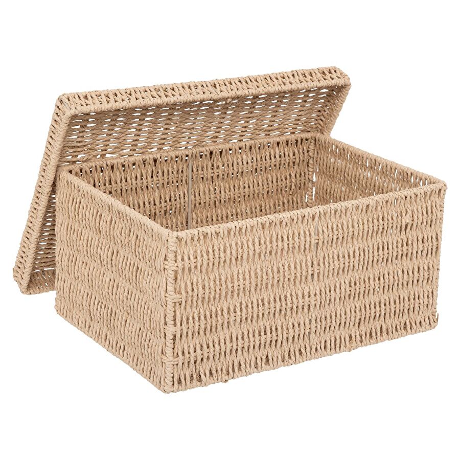 Lot de 2 boîtes range-documents, papier tressé Kord