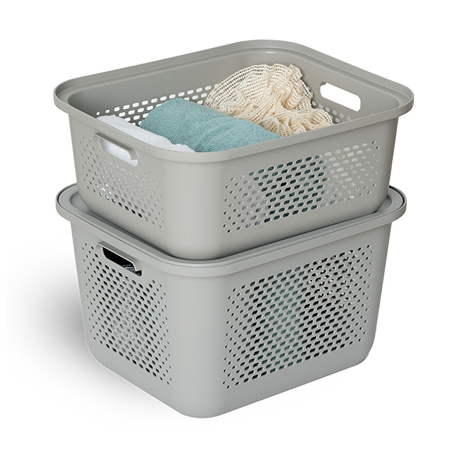 Panier avec couvercle 19,6l, lin Aera