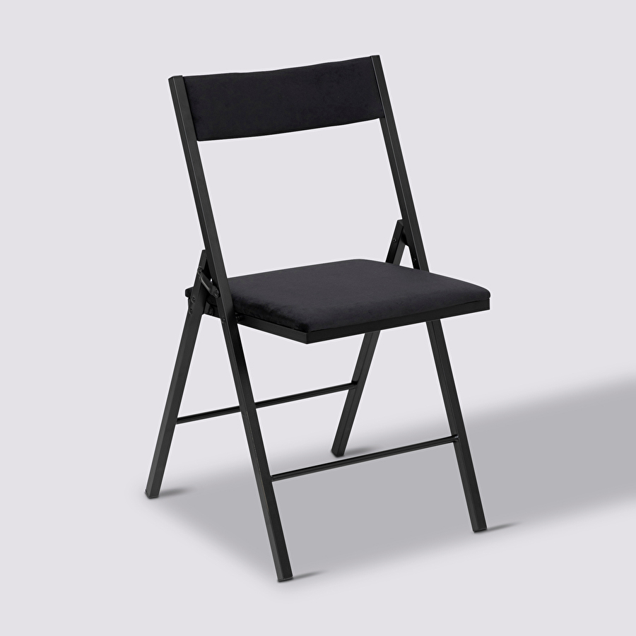 Chaise pliante velours, noir
