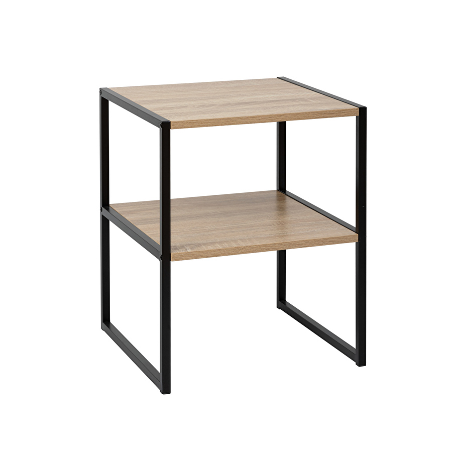 Table de chevet 2 étagères, effet bois Aliaj