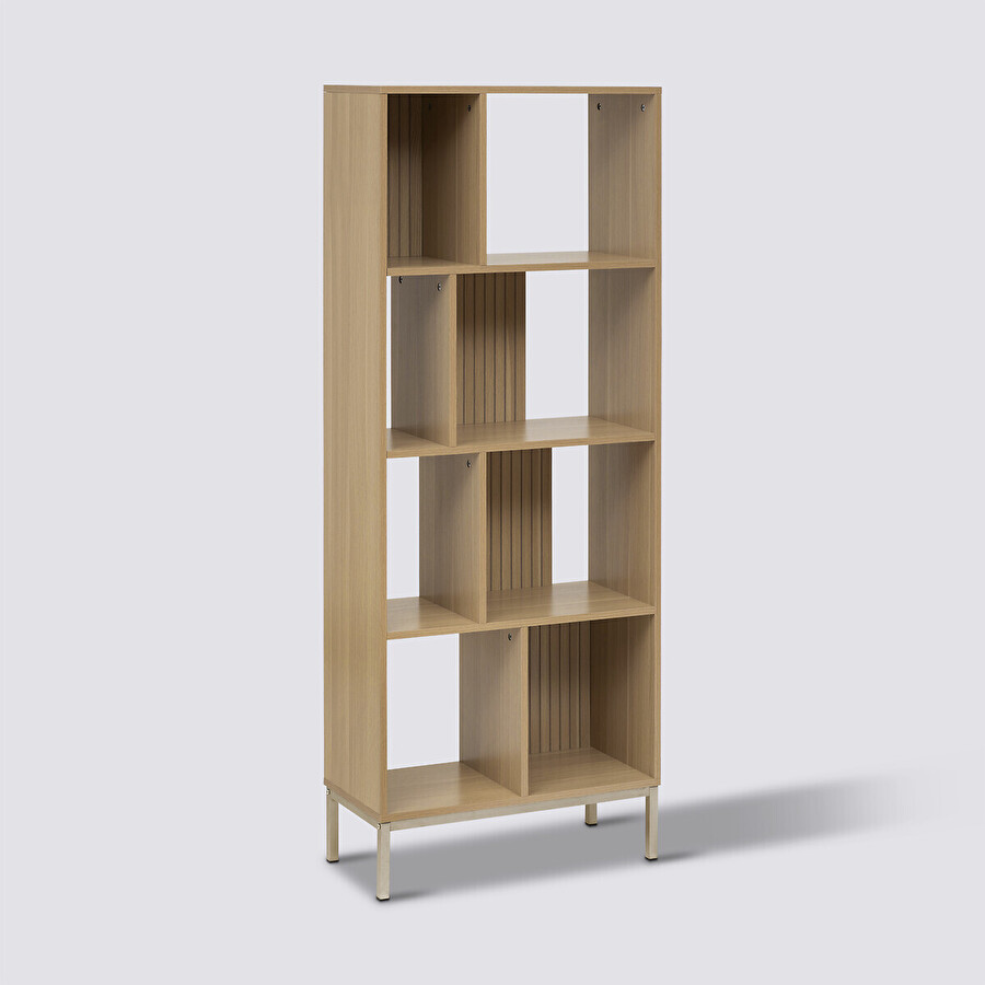 Bibliothèque 8 cases, effet bois naturel Tasso