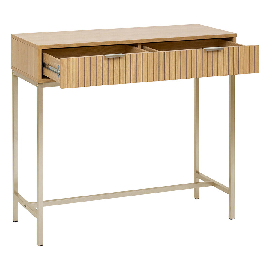 Console 2 tiroirs, effet bois naturel Tasso