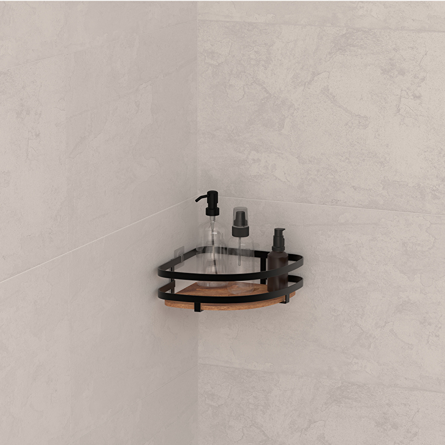 Étagère de douche d'angle, acacia Blackacia