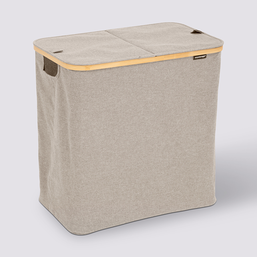 Panier à linge pliable double 80l, gris Tidy box