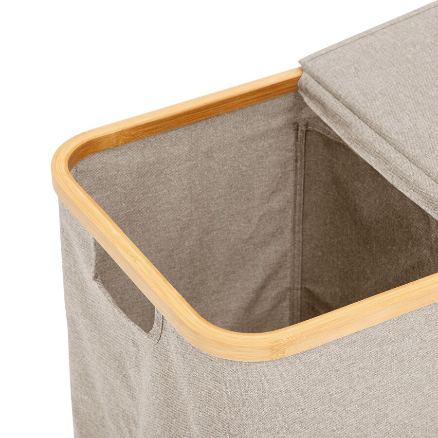 Panier à linge pliable double 80l, gris Tidy box