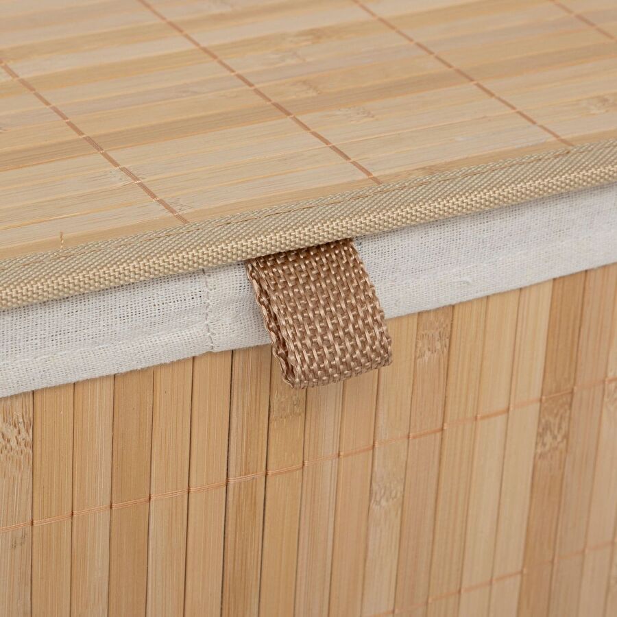 Panier à linge double 100l, bambou 