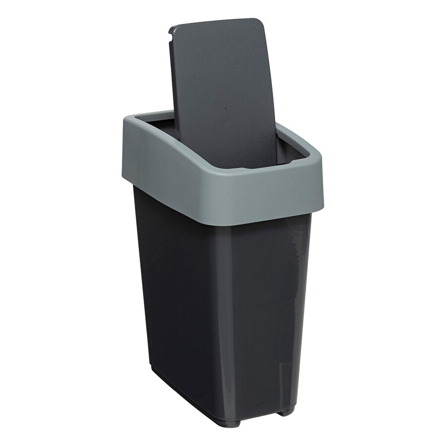 Poubelle plastique 2 ouvertures 10l, gris