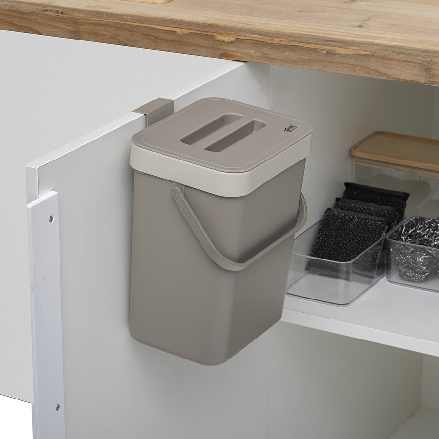 Poubelle compost plastique 5l, taupe 