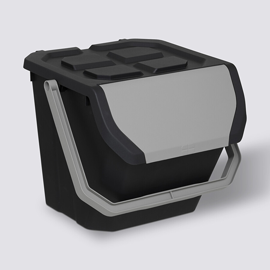 Poubelle de tri plastique 24l, noir 