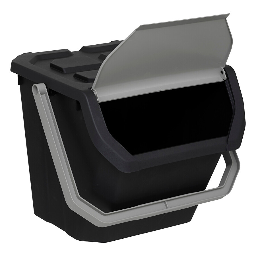 Poubelle de tri plastique 24l, noir 