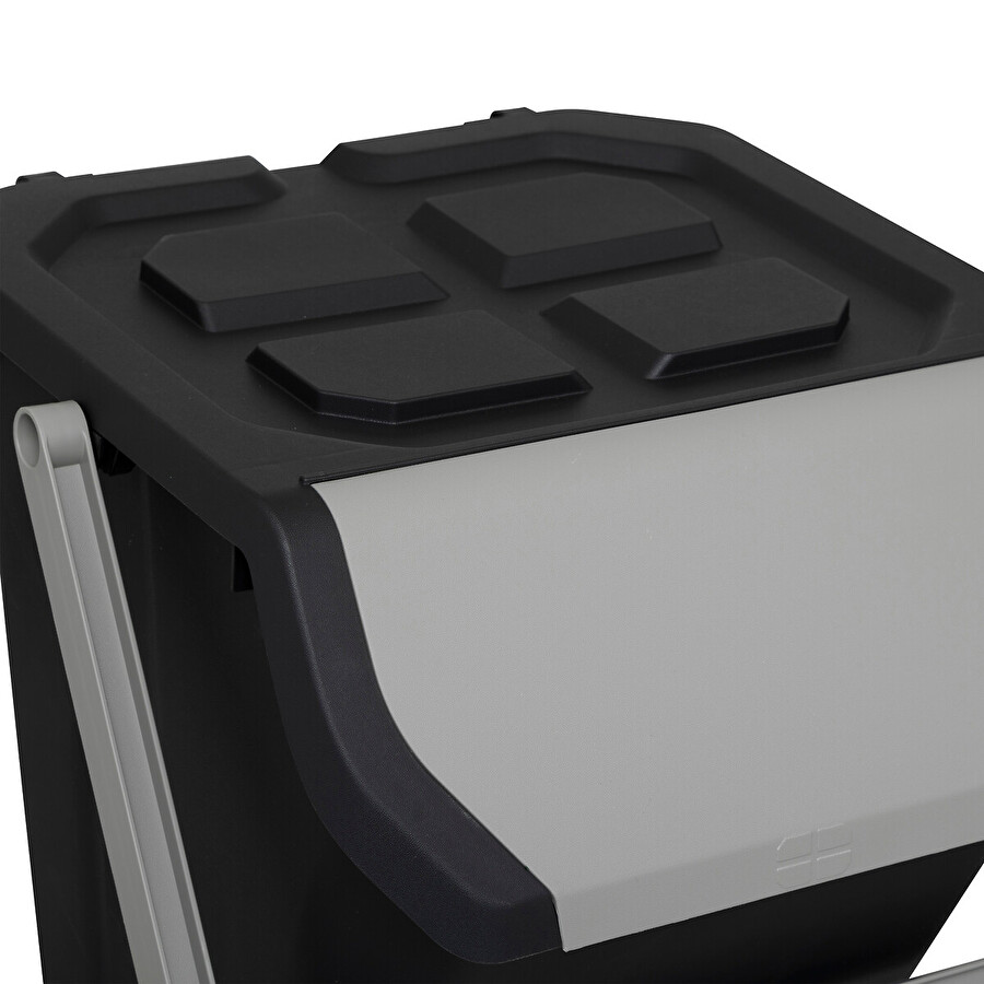 Poubelle de tri plastique 24l, noir 