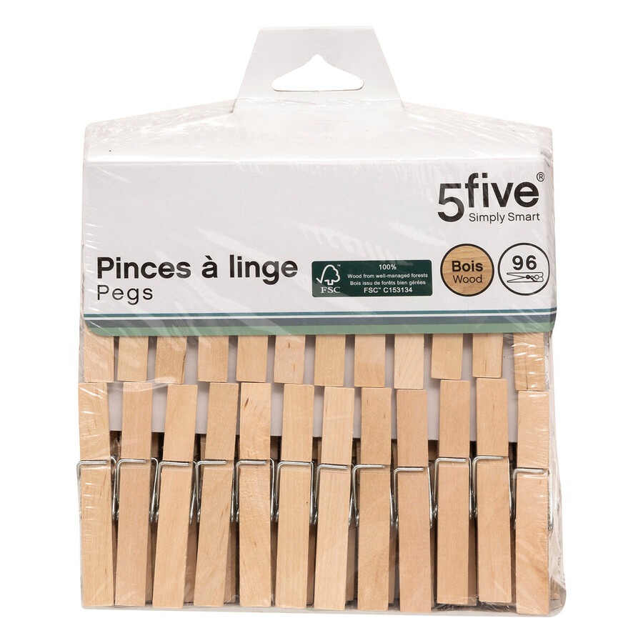 Lot de 96 pinces à linge, bois 