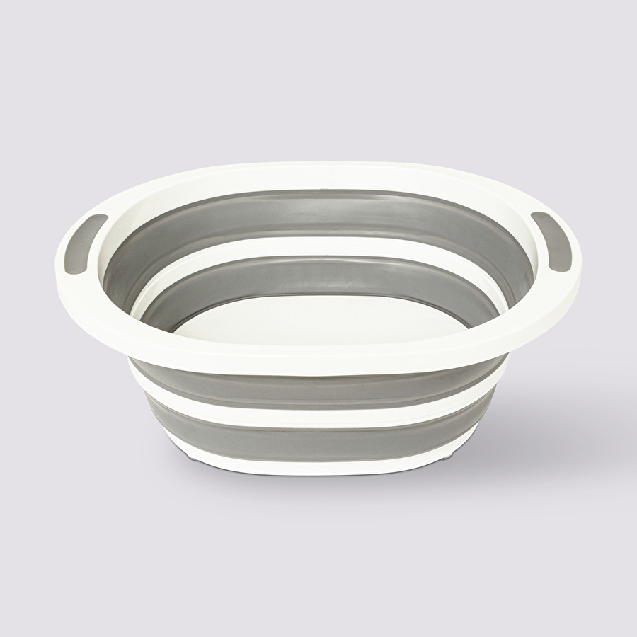 Bassine rétractable avec bouchon 8l, gris et blanc Retractable