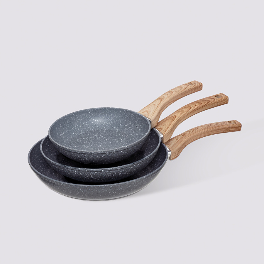 Set de poêles en aluminium forgé, 20/24/28 cm Nature