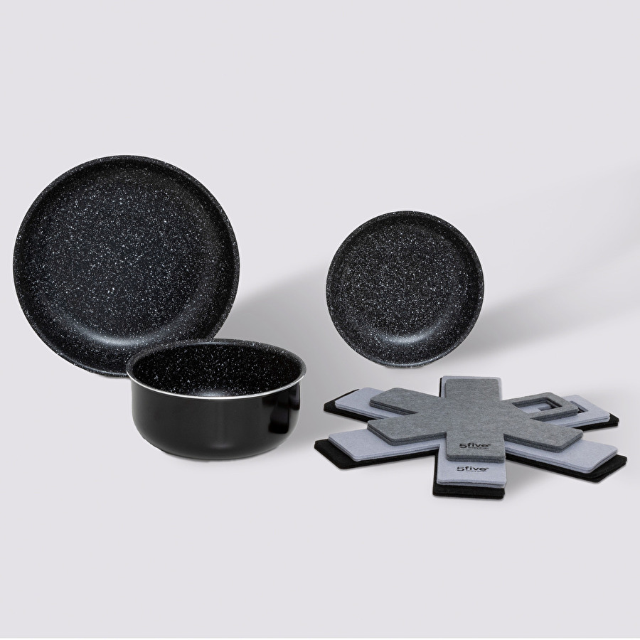 Batterie de cuisine en aluminium pressé, 3 pièces + 6 protections Amovible