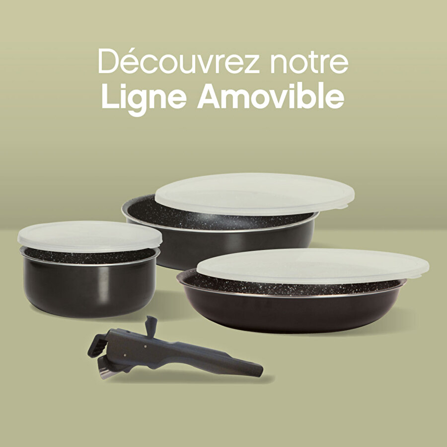 Batterie de cuisine en aluminium pressé, 3 pièces + 6 protections Amovible