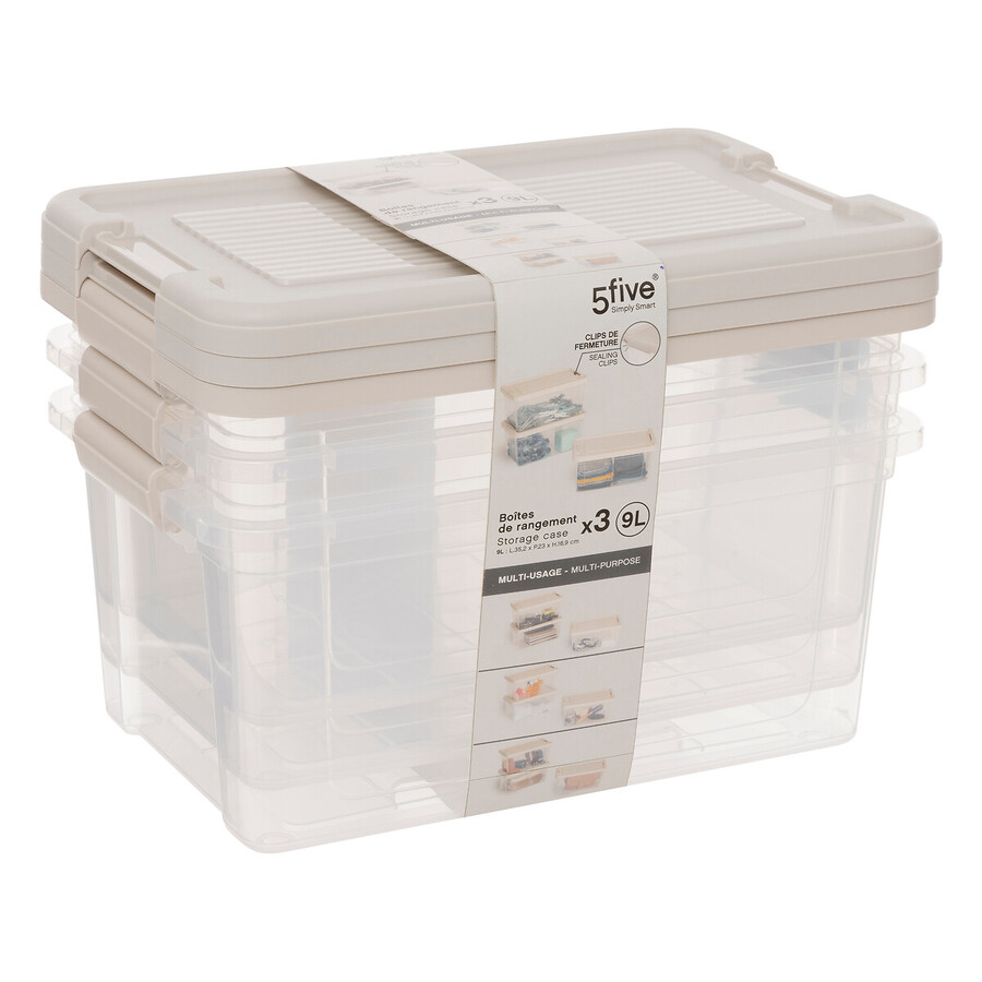 Lot de 3 boîtes de rangement 9l Tide'n box