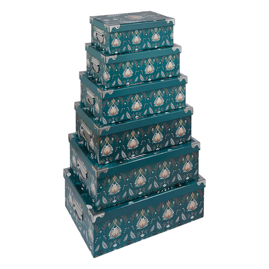 6 boites de rangement, bleu prétole Box'