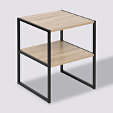 Table de chevet 2 étagères, effet bois Aliaj
