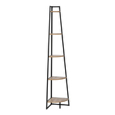 Étagère d'angle 5 niveaux 180cm, effet bois Aliaj