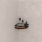 Étagère de douche d'angle, acacia Blackacia