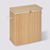 Panier à linge double 100l, bambou 