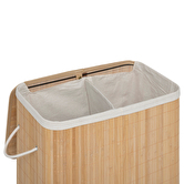 Panier à linge double 100l, bambou 