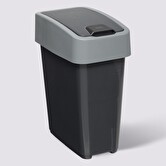 Poubelle plastique 2 ouvertures 10l, gris