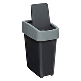 Poubelle plastique 2 ouvertures 10l, gris