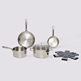 Batterie de cuisine en inox, 4 pièces + 6 protections Résilience