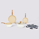 Batterie de cuisine en aluminium forgé, 4 pièces + 6 protections Harmony