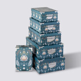 6 boites de rangement, bleu prétole Box'