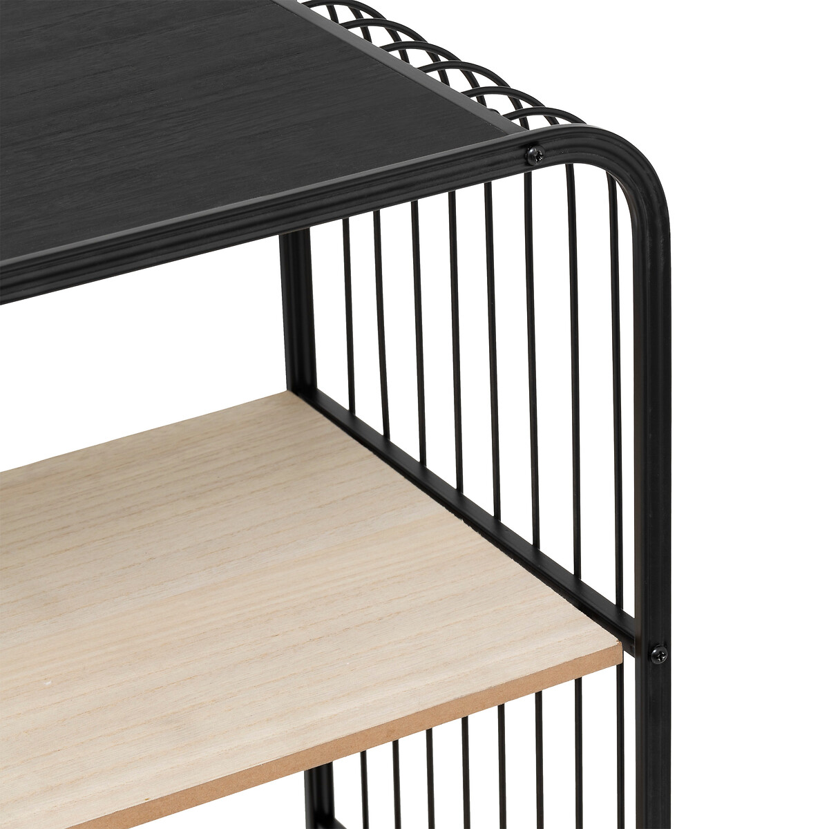 Etagère 4 niveaux, métal et bois, noir 