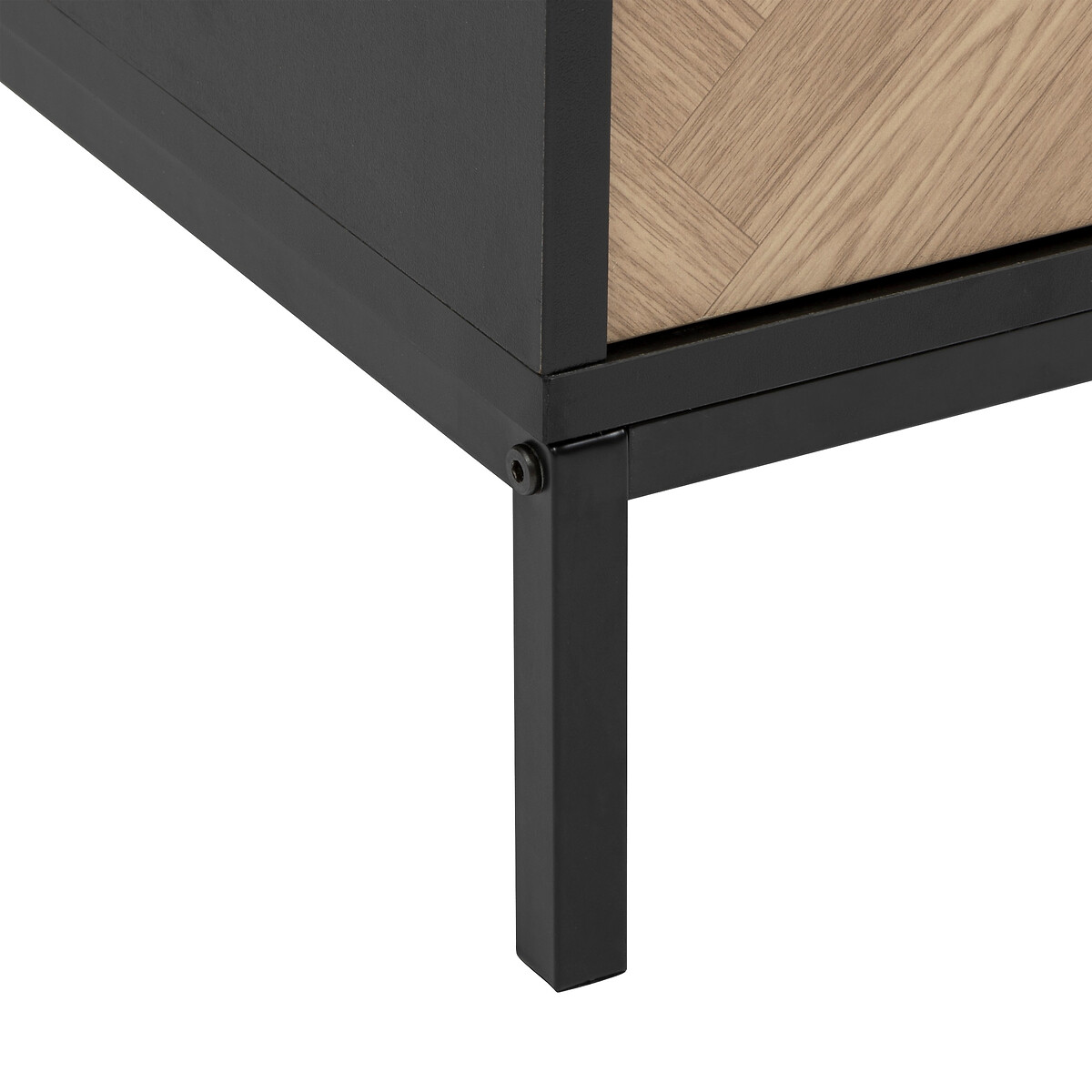 Cabinet 2 portes, effet pin naturel et noir Chevrons