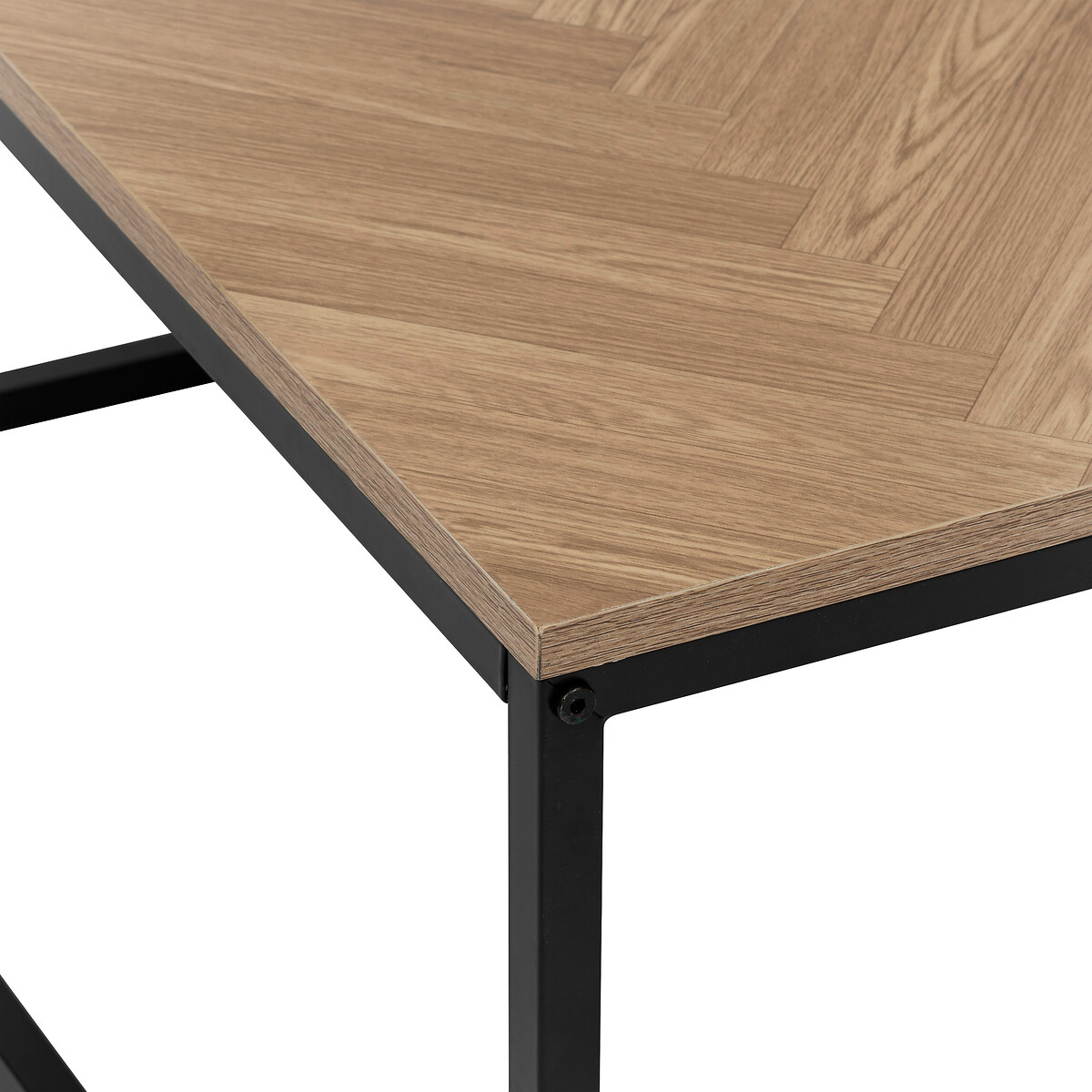 Table basse, effet bois et noir Chevrons