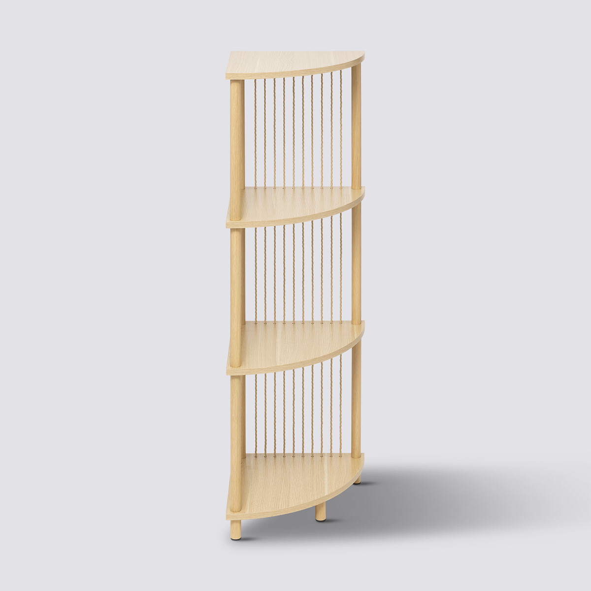 Etagère d'angle 4 niveaux, effet bois clair Kord