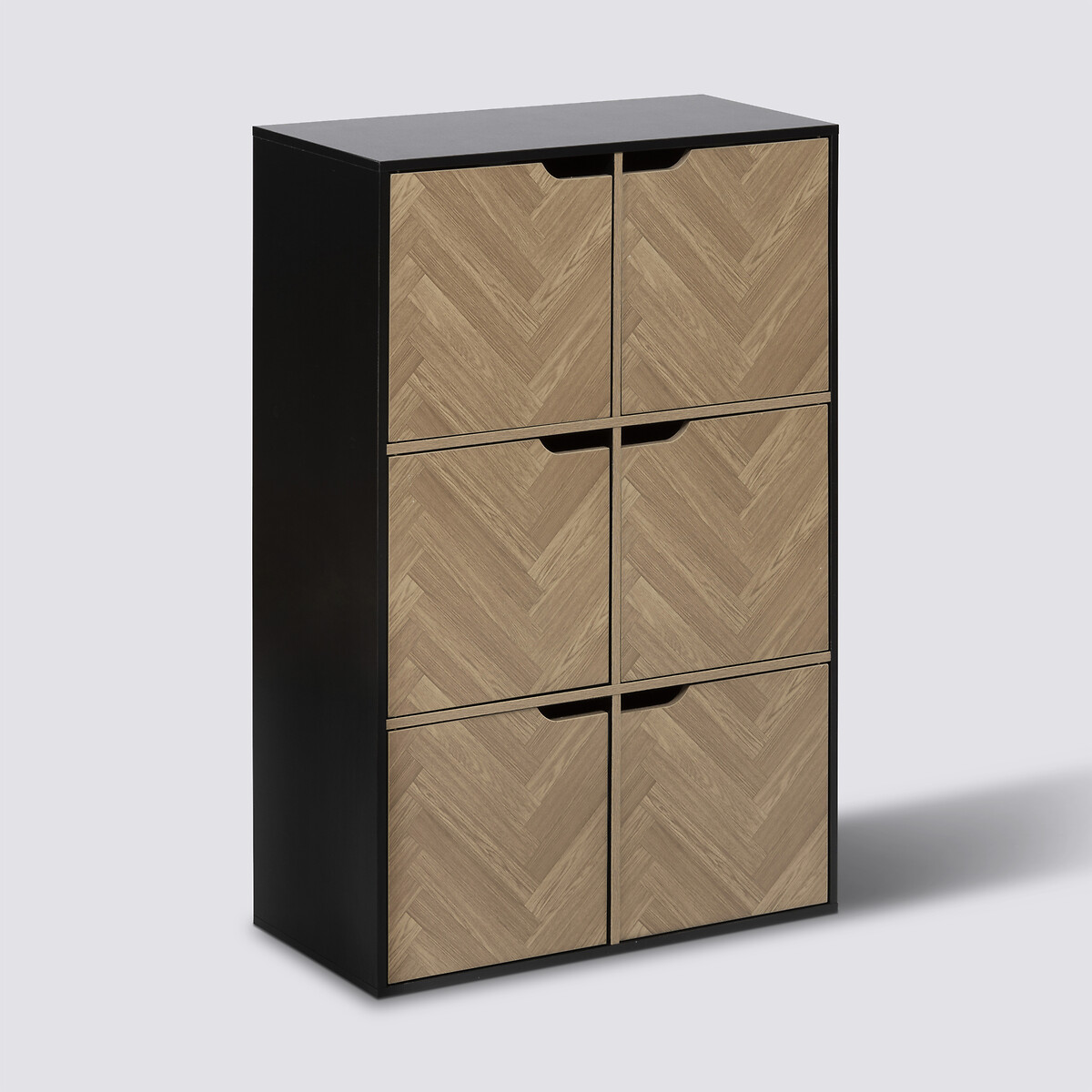 Etagère 6 cases, effet bois et noir Mix'n door