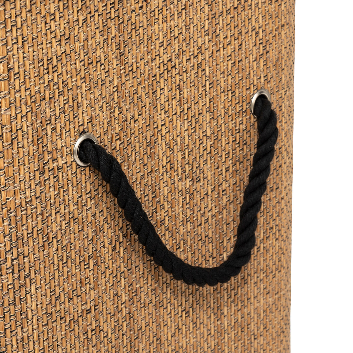 Panier à linge 100l, bambou et noir 