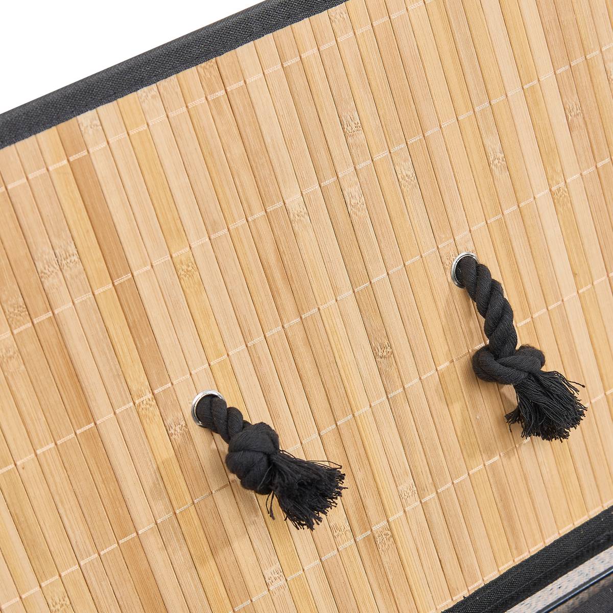 Panier à linge 60l, bambou et noir