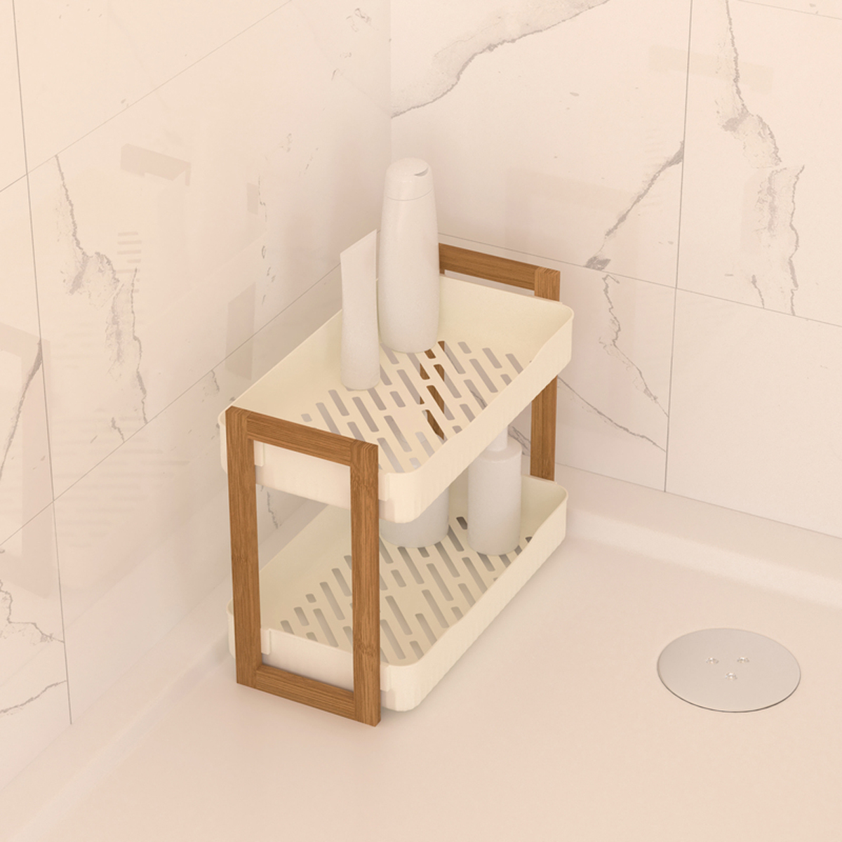 Étagère 2 niveaux, bambou Naturéo