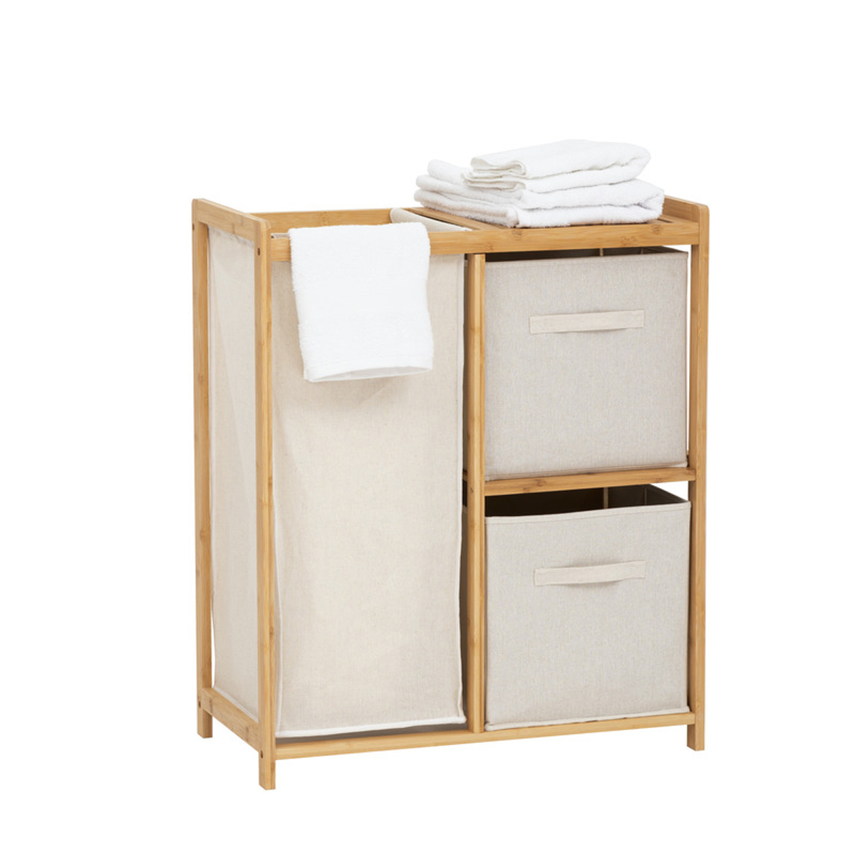 Meuble étagère avec panier et 2 paniers, bambou Tidy box