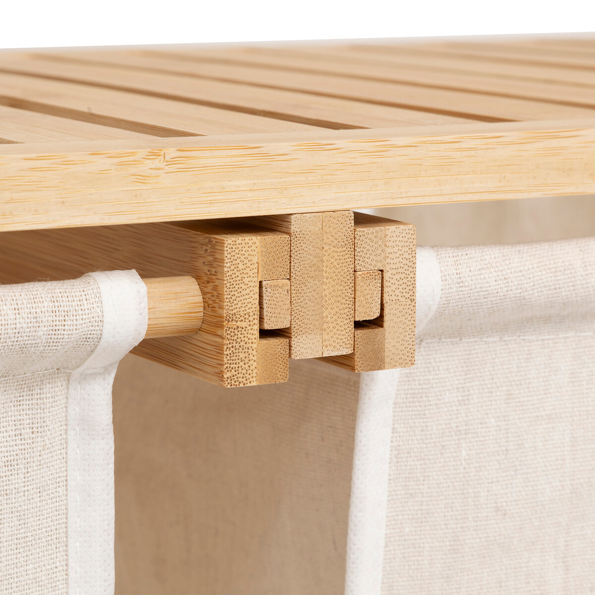 Etagère avec 2 sacs à linge, bambou Tidy box