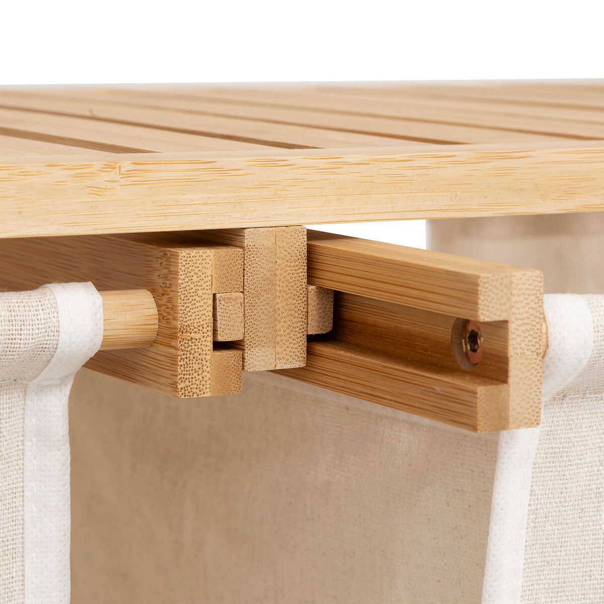 Etagère avec 2 sacs à linge, bambou Tidy box