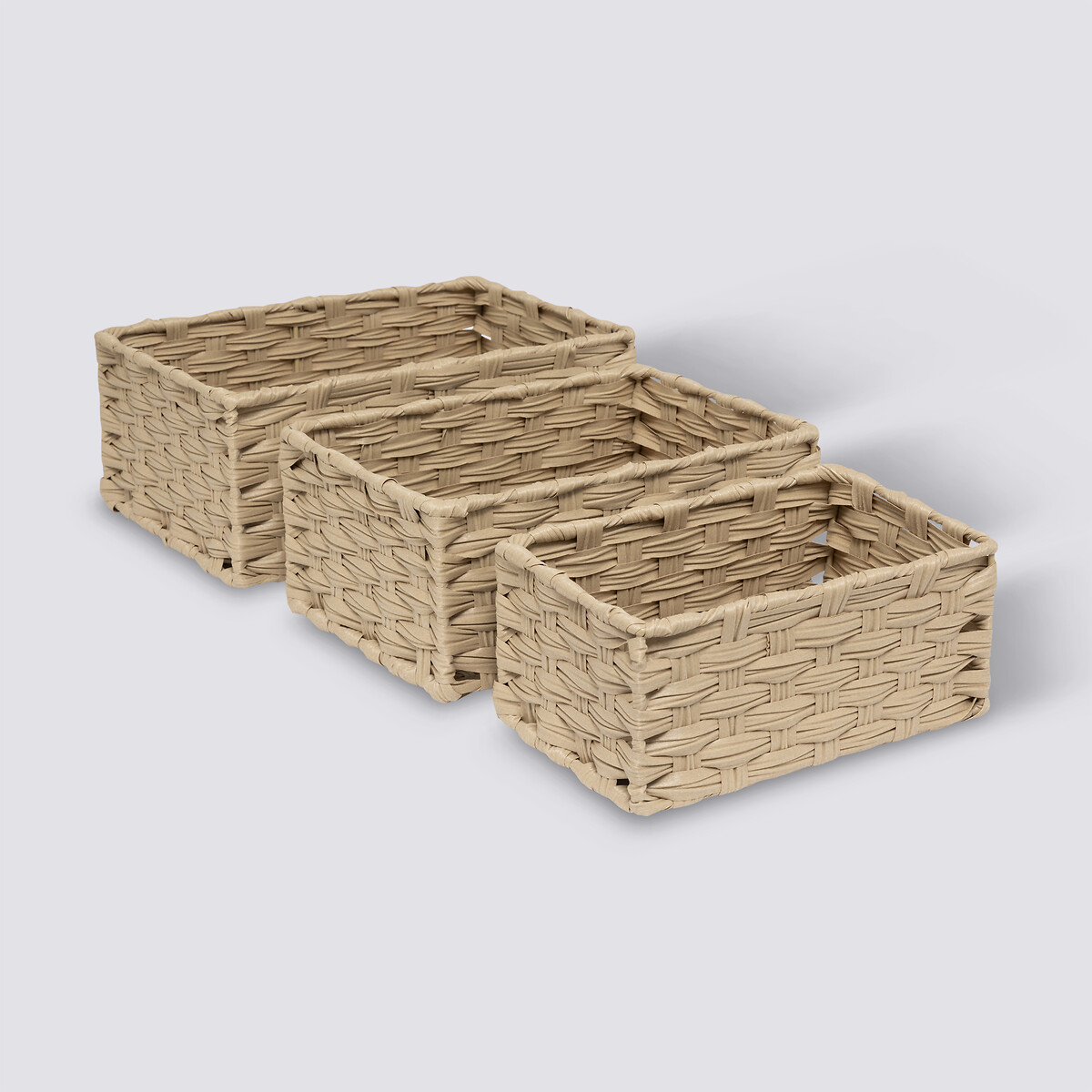 3 paniers tressées, beige Tresse