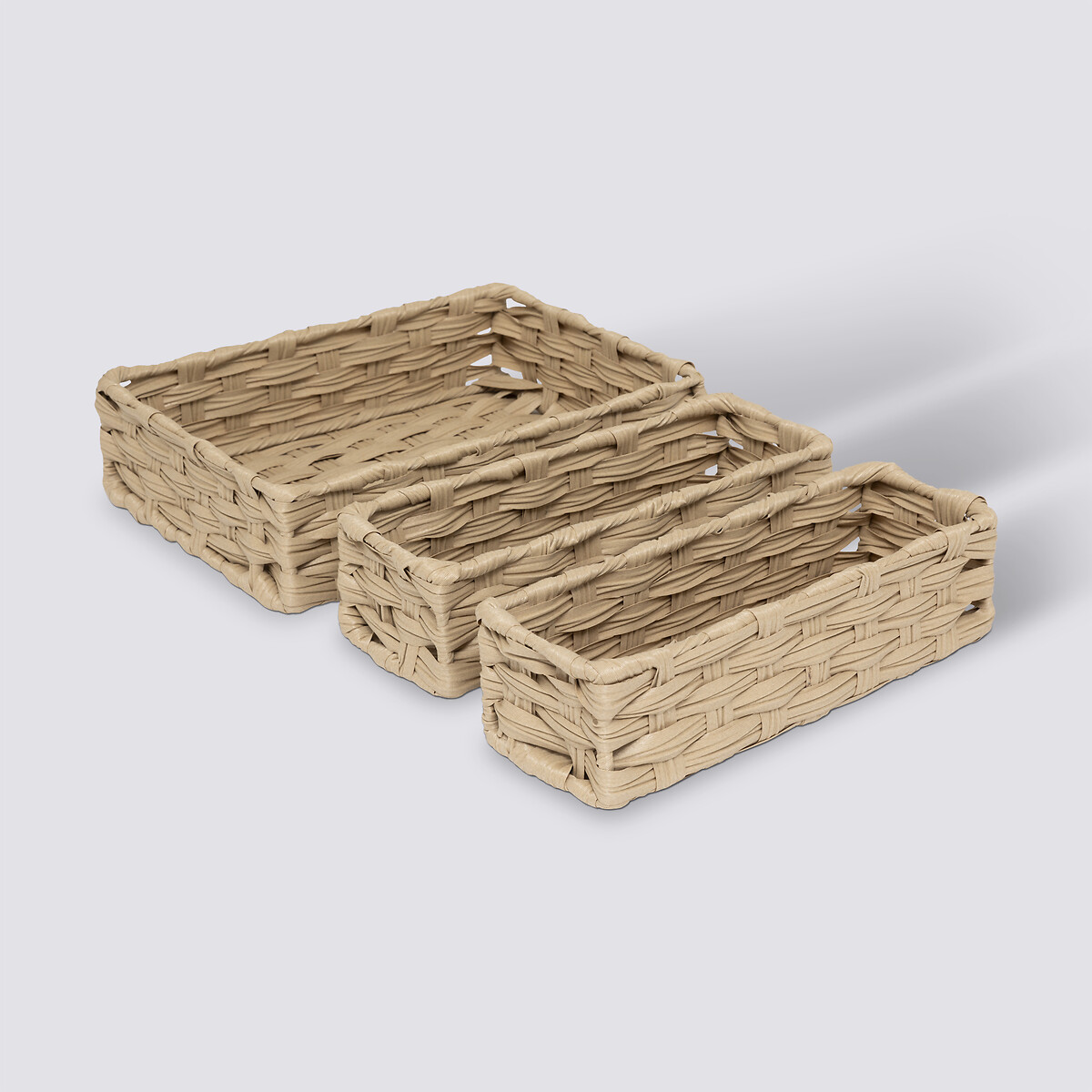 3 paniers tressées, beige Tresse